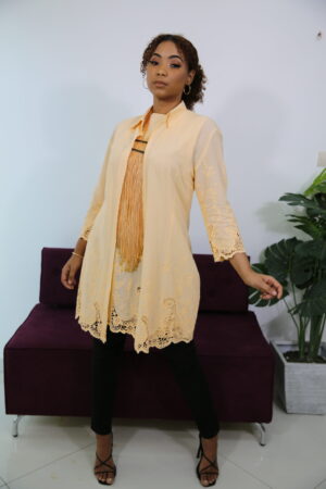 Chemise 2 pièces avec débardeur en coton à finition Brodée