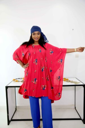 Tunique Courte - motif brodé encolure plissé