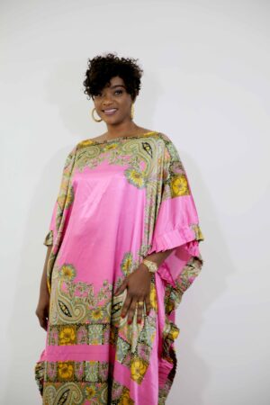 Tunique Longue en satin - motif fleurette