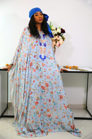 Faux Boubou en viscose avec broderie sur l'encolure