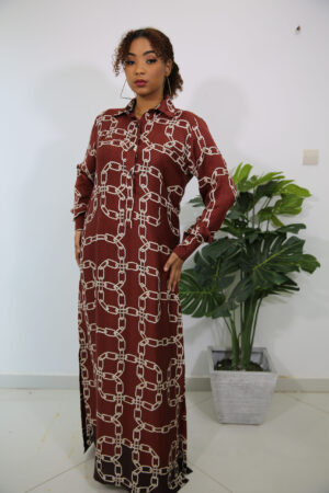 Robe chemise longue en satin de soie