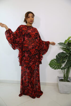 Tunique Longue en crêpe - motif fleurette