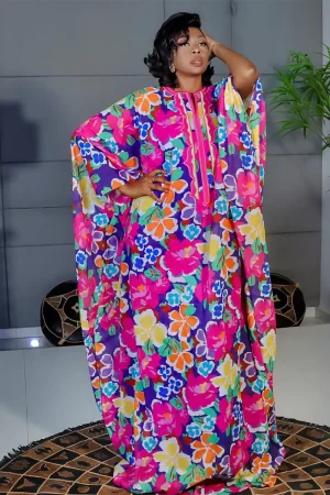 Tunique Longue Fleurie Multicolore